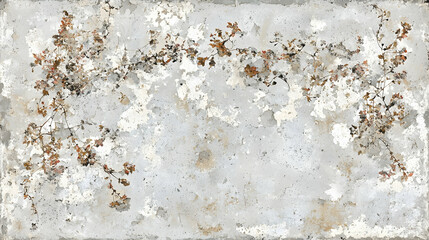 Rustic wall texture with dried plants, weathered background for home decor