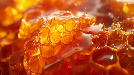 Fresh Golden Honeycomb Dripping with Rich Textures and Details