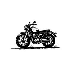 Fototapeta premium Detailed monochrome illustration of a vintage motorcycle on plain background