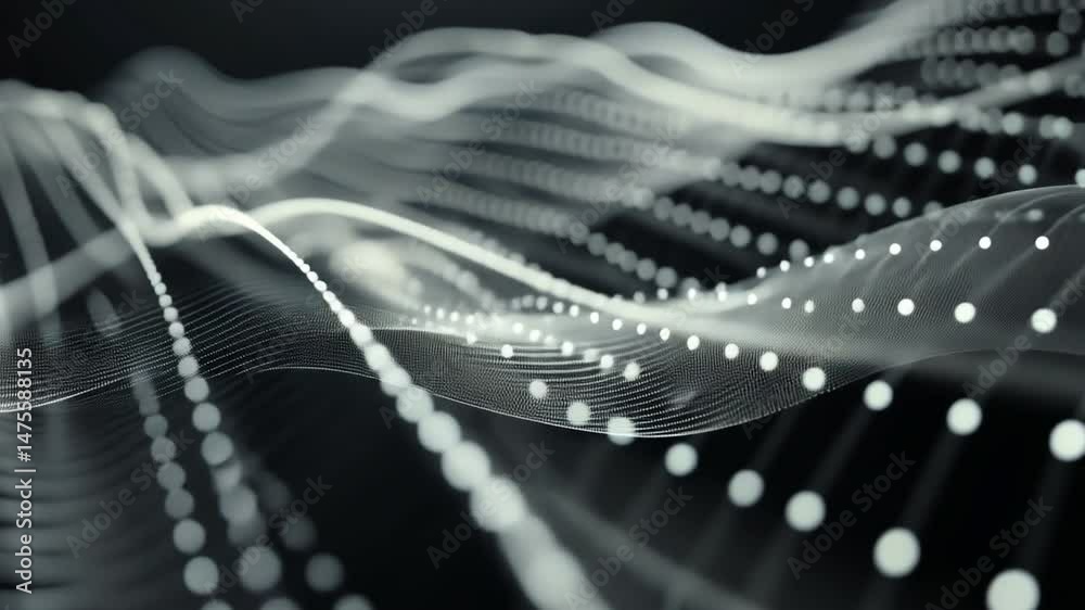 Poster abstract digital waves flowing lines and dots in motion, showcasing technology and innovation with d