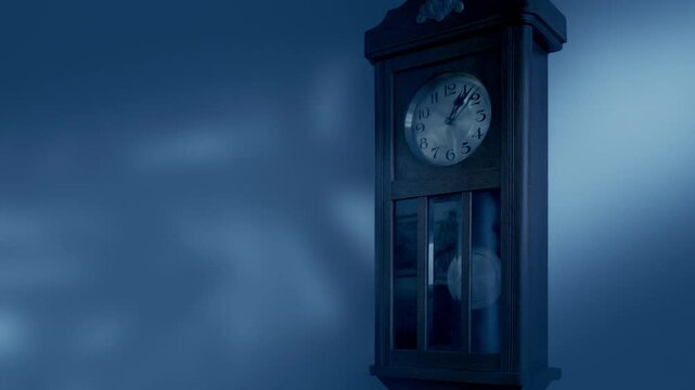 Antique Clock With Creepy Shadow Moving Over It
