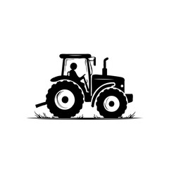 Monochrome Tractor Silhouette Symbolizing Agricultural Prowess and Rural Landscapes