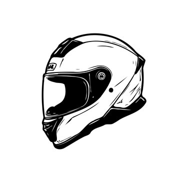 recommend clip art: Monochromatic motorcycle helmet design: safety gear and personal protection illustration