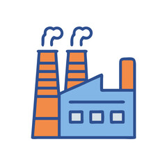 Cartoon factory illustration with smoke on a black background