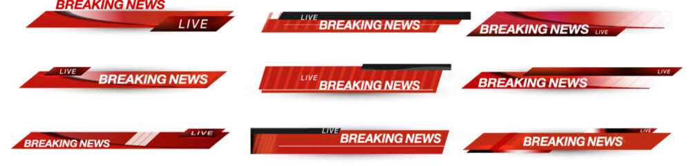 Breaking news graphics displayed in a vibrant red and black design with live updates for viewers and audience engagement.