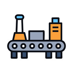 Conveyor belt automation system illustration icon on black