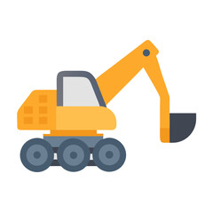 Illustration of an orange excavator on a black background