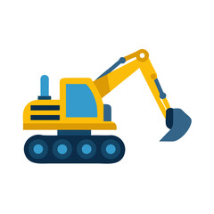 Vector illustration of a yellow excavator on black