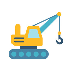 Construction Crane Vehicle Minimalist Illustration on Black Background