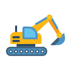 Simple Cartoon Excavator Illustration on Black Background