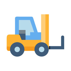 Cartoon Forklift Truck on Black Background Vector Illustration