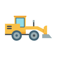 Yellow Road Grader Illustration on Black Background