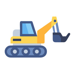 Cartoon yellow digger icon with blue details vector