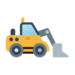 Cartoon Yellow Skid Loader Construction Vehicle on Black Background