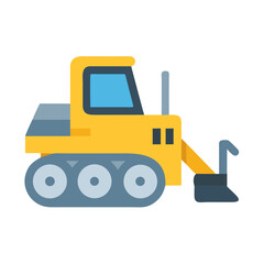 Cartoon Yellow Bulldozer Isolated on Black Background Illustration