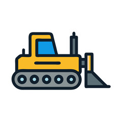 Modern Bulldozer Icon Illustration for Construction and Design