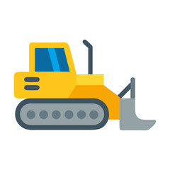 Isolated yellow bulldozer illustration on black background cartoon