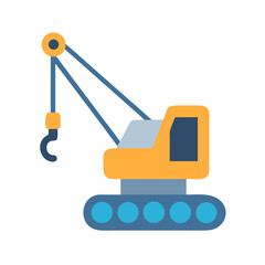 Modern, Flat Style Construction Crane Illustration on Black Background