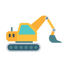 Vector Yellow Excavator Icon Illustration Isolated on Black