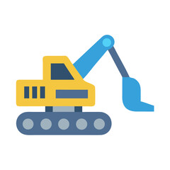 Vector Illustration of a Colorful Flat Design Excavator