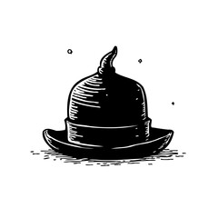 Whimsical hat illustration, a stylized drawing with a unique shape and texture