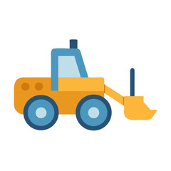 Cartoon Excavator with Blue accents isolated on black