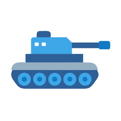 Fototapeta premium Blue Cartoon Tank Vector Illustration on Black Background