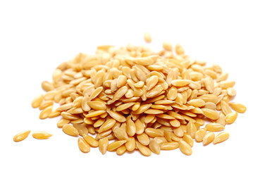 Golden flax seed, linseed isolated on white background, side view