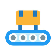 Conveyor belt with package icon, industrial process automation
