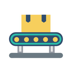 Package on conveyor belt, automated production line concept