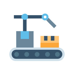Obraz premium Industrial robot arm and conveyor belt illustration