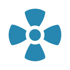 Blue radiation symbol on black background