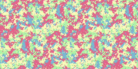 Abstract pastel camo pattern.  Perfect for fashion, textile design, or vibrant backgrounds.  This playful, pixelated design offers a unique blend of camouflage and soft colors.