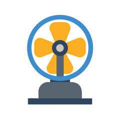 Simple yellow and blue fan isolated on black background