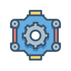 Gear inside framework vector illustration on black background