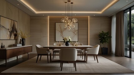 Elegant contemporary dining room interior design.
