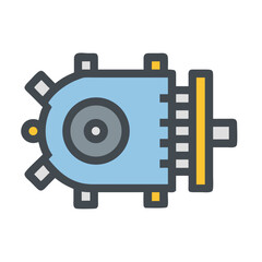 Stylized Blue and Gray Hard Drive Icon on Black