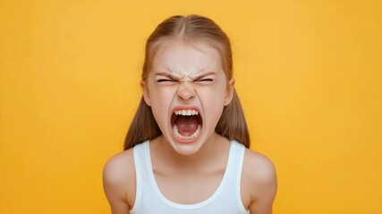 A young girl with her mouth wide open in a moment of surprise or alarm - Powered by Adobe