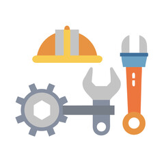 Construction Tools and Gear Vector on Black Background