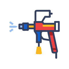 Colorful Spray Gun Tool Illustration on Black Background