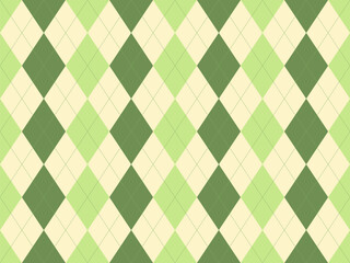 Elegant argyle pattern in soft green and cream tones.  Perfect for backgrounds, textiles, or website designs.  This timeless geometric design offers a sophisticated and versatile visual texture.