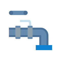 Blue minimalist water tap design on black background.