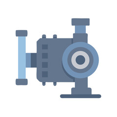 Blue Industrial Water Pump Illustration on Black Background