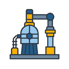 Industrial production plant equipment illustration on a black background