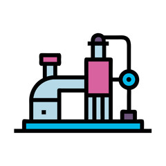 Colorful Illustration of Factory Plant for Various Purposes