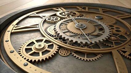 Obraz premium A detailed view of the complex gears and components of a clockwork mechanism