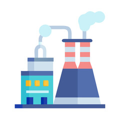 Stylized Factory Building Vector Graphic Icon on Black
