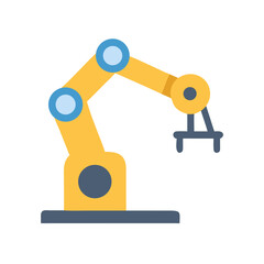 Robot Arm Machine Icon Isolated on Black Background