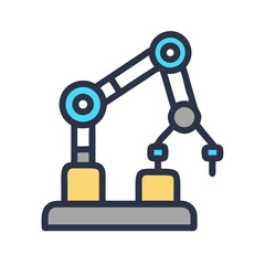 Industrial Robotic Arm Vector Illustration on Black Background