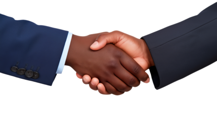 handshake between two African-American businessmen, isolated on white or transparent background
